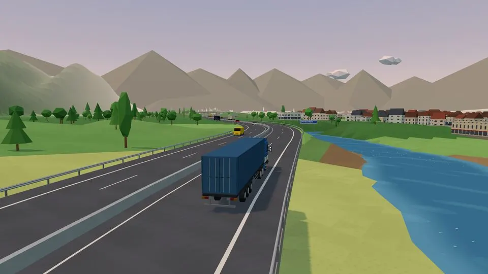 A truck at sunrise in Trundleway.